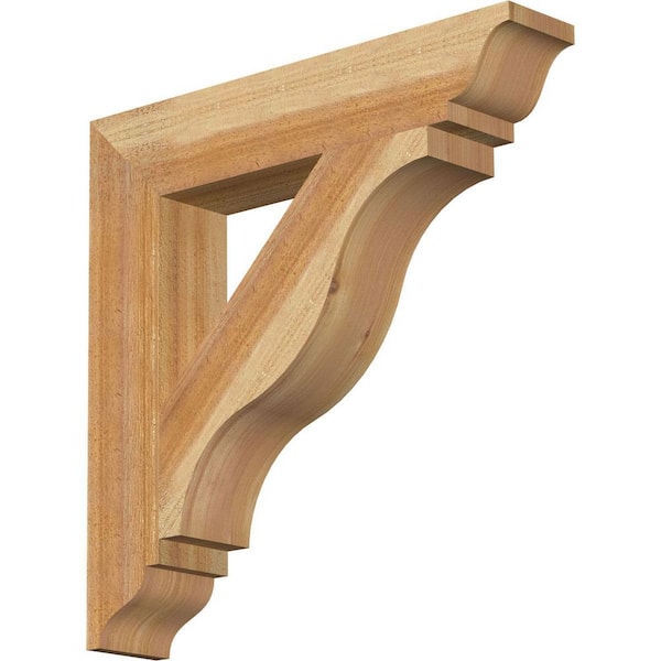 Ekena Millwork 4 in. x 22 in. x 22 in. Western Red Cedar Funston Traditional Rough Sawn Bracket