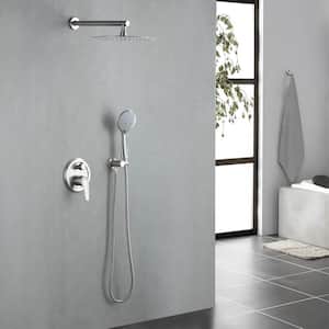 Single Handle 5-Spray Round 12 in. Shower System Shower Head with Handheld Shower in Brushed Nickel.Valve Included