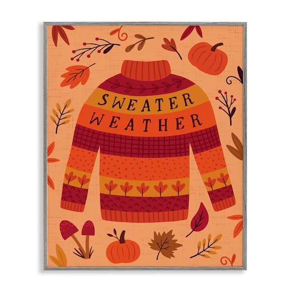 Stupell Industries Sweater Weather Cozy Fall by Nina Seven Gray Framed Typography Giclee Art Print 14 in. x 11 in.