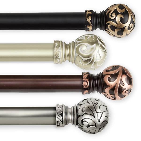 Rod Desyne Cypress 1 in. Dia 66 in. - 120 in. Single Curtain Rod in Satin Nickel