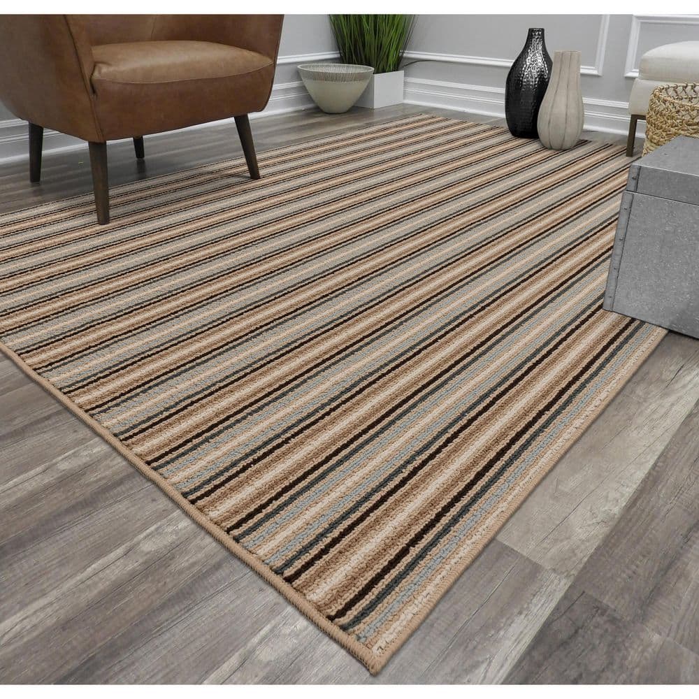 Nantucket Earth Tone 5' x 7' Tufted Synthetic Stripe Area Rug