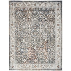Astra Machine Washable Ivory Multicolor 8 ft. x 10 ft. Distressed Traditional Area Rug