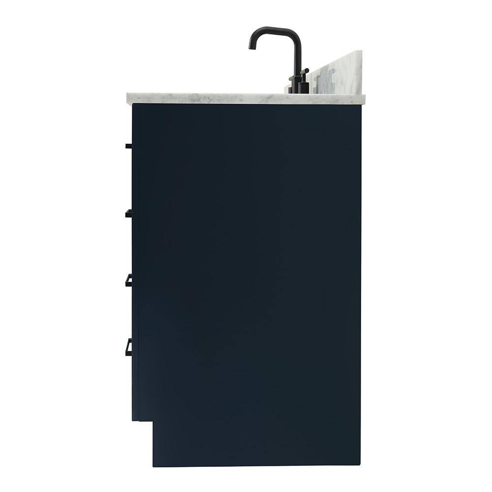 Midnight Blue 37" Freestanding Vanity with White Marble Top