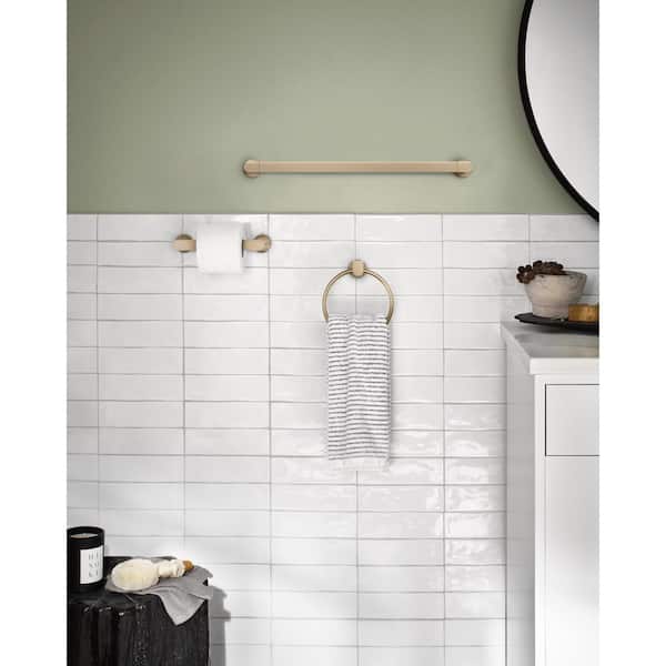 Genta 3-Piece Bath Hardware Set with 24 in. Towel Bar, Paper Holder and Towel Ring in Bronzed Gold