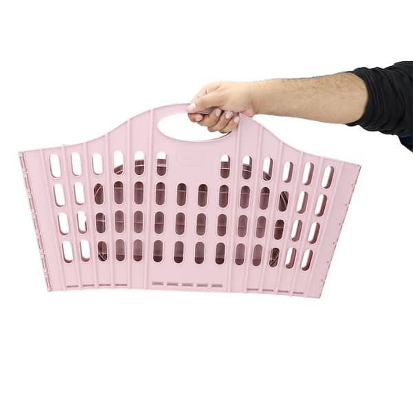 Eyelash Collapsible Laundry Hamper with Drawstring Liner, Pink
