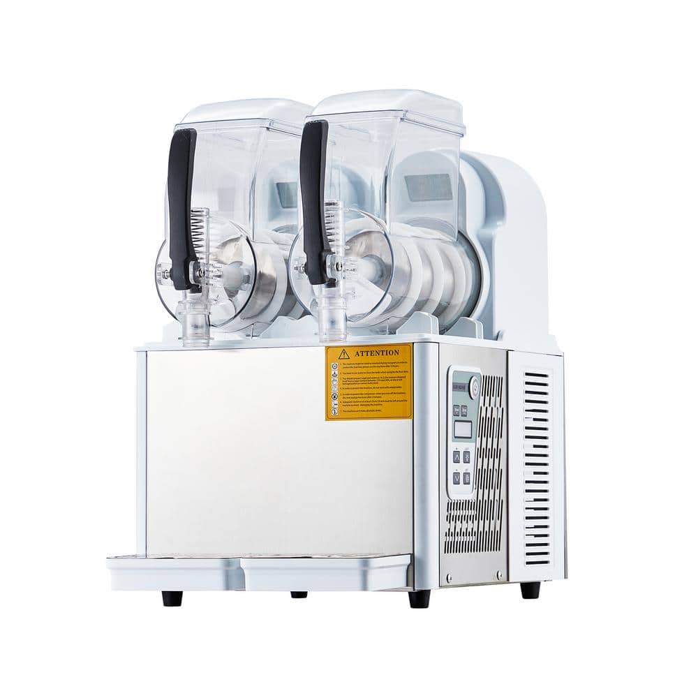370-Watt Commercial Slushy Machine 4L x 2 Double Bowl Frozen Drink Machine Dessert Specialty Appliance in White