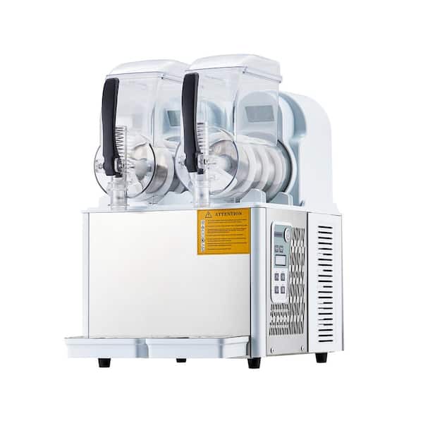 370-Watt Commercial Slushy Machine 4L x 2 Double Bowl Frozen Drink Machine Dessert Specialty Appliance in White
