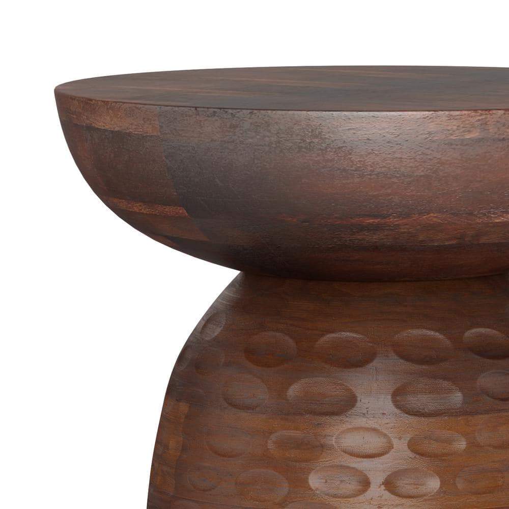 Boyd Warm Dark Brown Solid Wood Round Accent Table