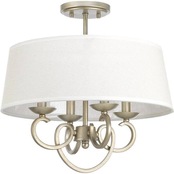 Progress Lighting Savor Collection 4-Light Silver Ridge Semi-Flush Mount