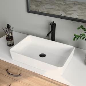 20 in. W x 13.4 in. D Rectangular Classic Ceramic Bathroom Vessel Sink Art Basin in White
