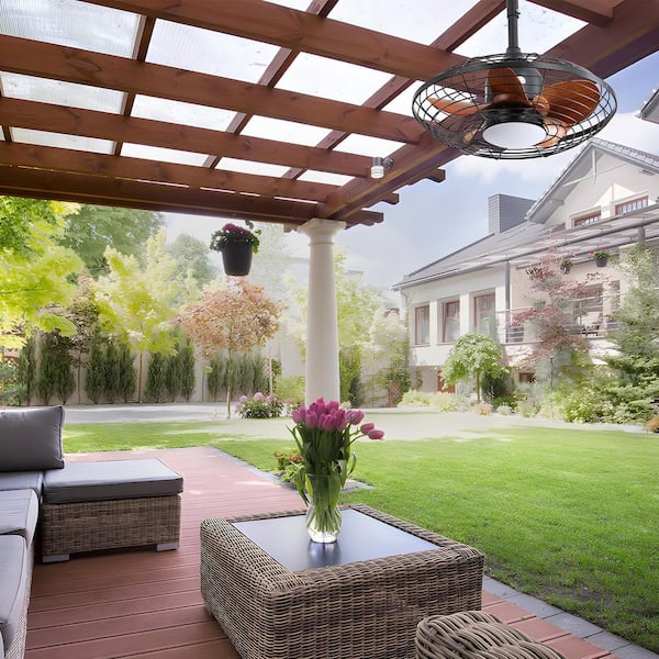 20 in. Outdoor Black 5 ABS Blades Downrod Standard Ceiling Fan with LED Light and Remote Included for Outside Patios