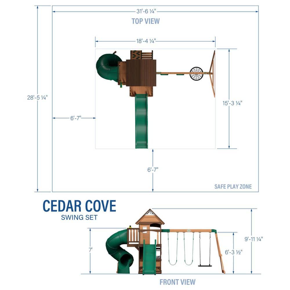 Cedar Cove Wooden Swing Set with Dual Slides and Swings