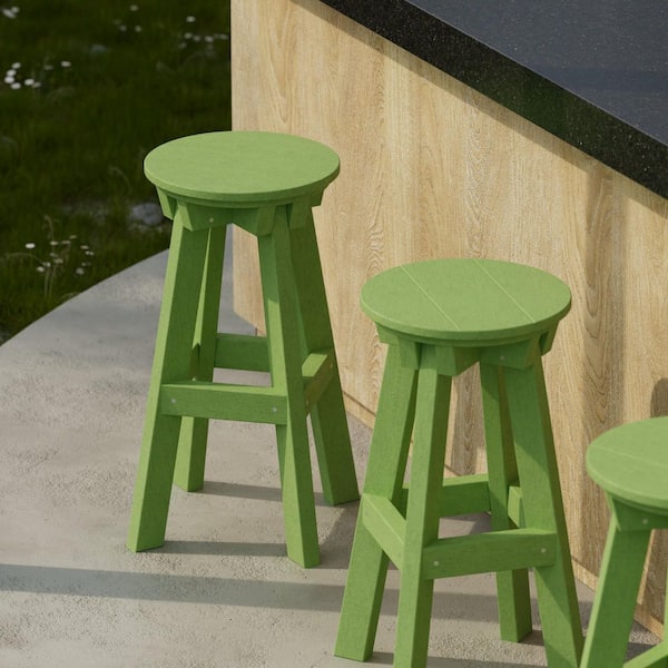 Wildridge Heritage Lime Green HDPE Plastic Outdoor Bar Stool LCC