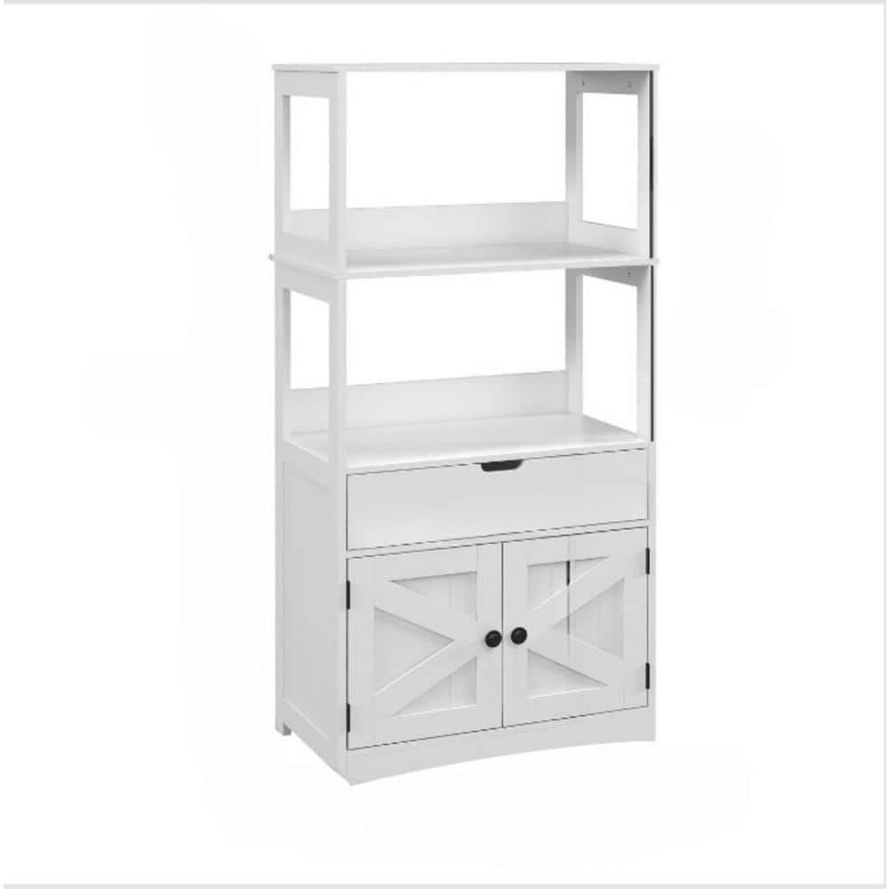 23.5 in. W x 13 in. D x 48.5 in. H White Wood Standing Linen Cabinet With D