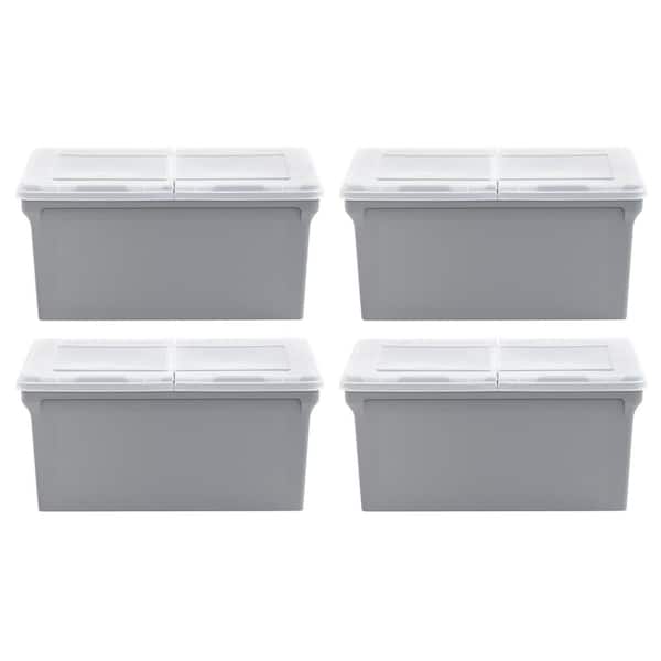 Iris 18 Gallon Stack & Pull Clear Storage Box, Lid Gray, Pack of 3