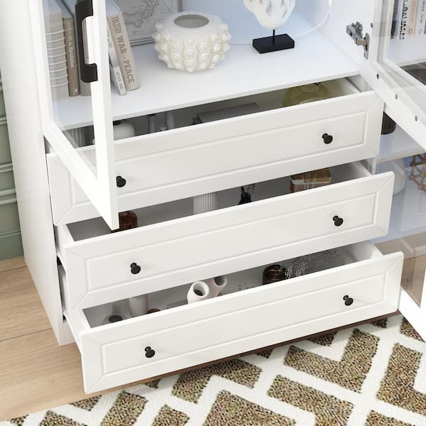FUFU&GAGA 78.7 in. Tall White Paint Finish Wood 10-Shelf