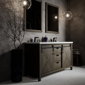 Marsyas 60 in W x 22 in D Rustic Brown Double Bath Vanity without Top