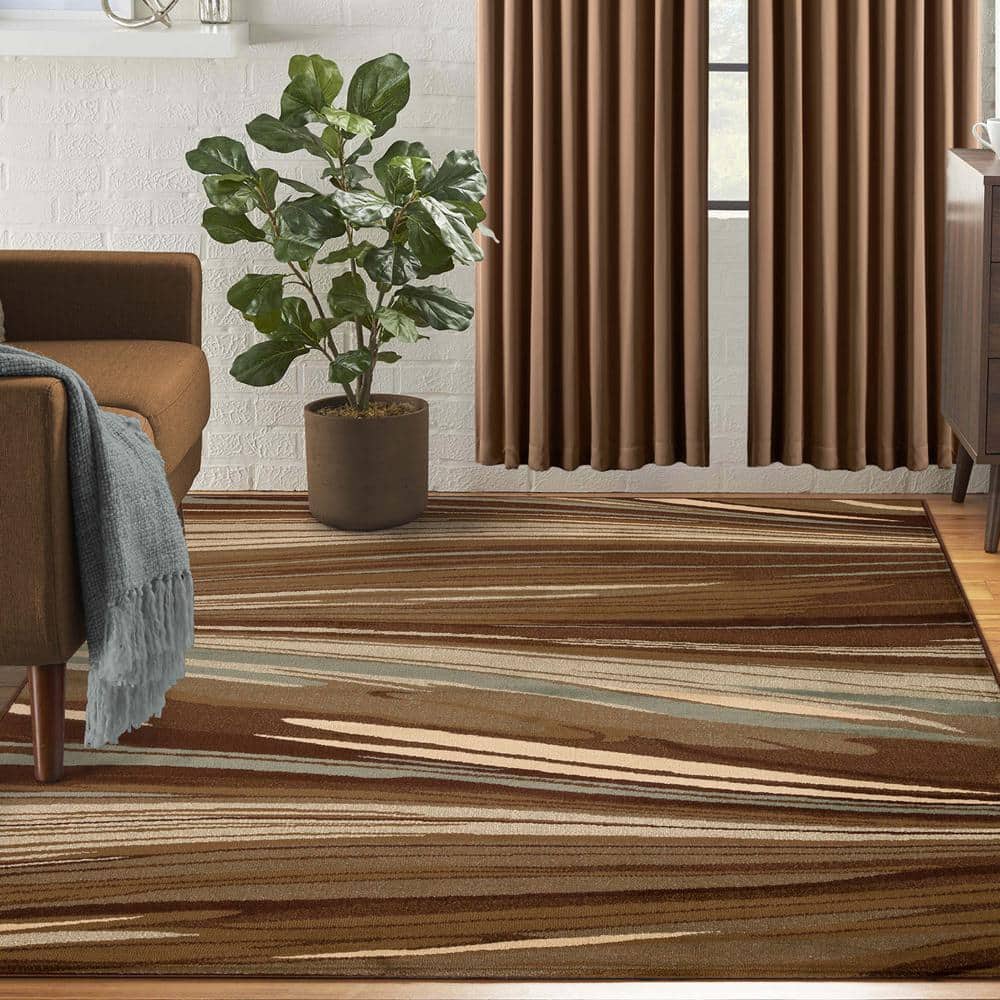 Ondes Plush Modern Abstract 8' x 10' Multi-Colored Area Rug