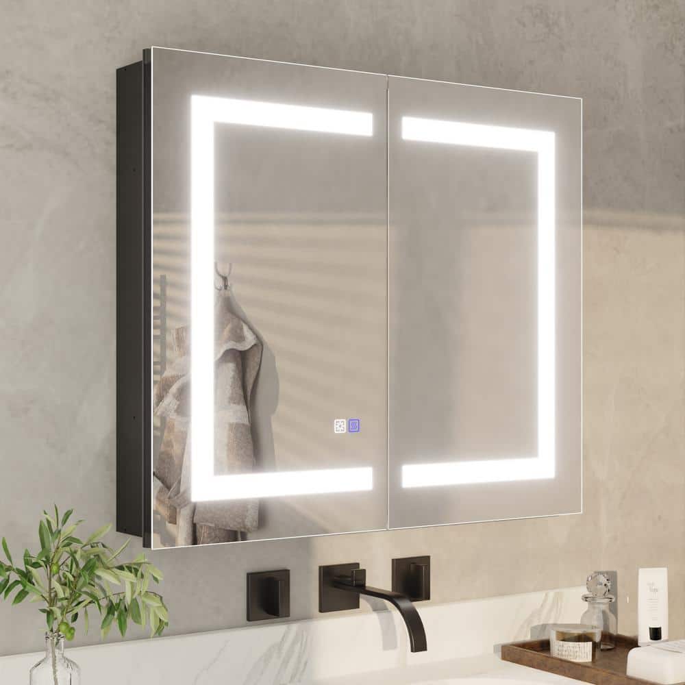 36 in. W x 26 in. H Rectangular Black Aluminum Recessed/Surface Mount Dimmable Medicine Cabinet with Mirror LED price history on PriceWatchPro