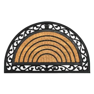 Natural 18 in. x 30 in. Rubber Coir Half-Round Irongate Doormat