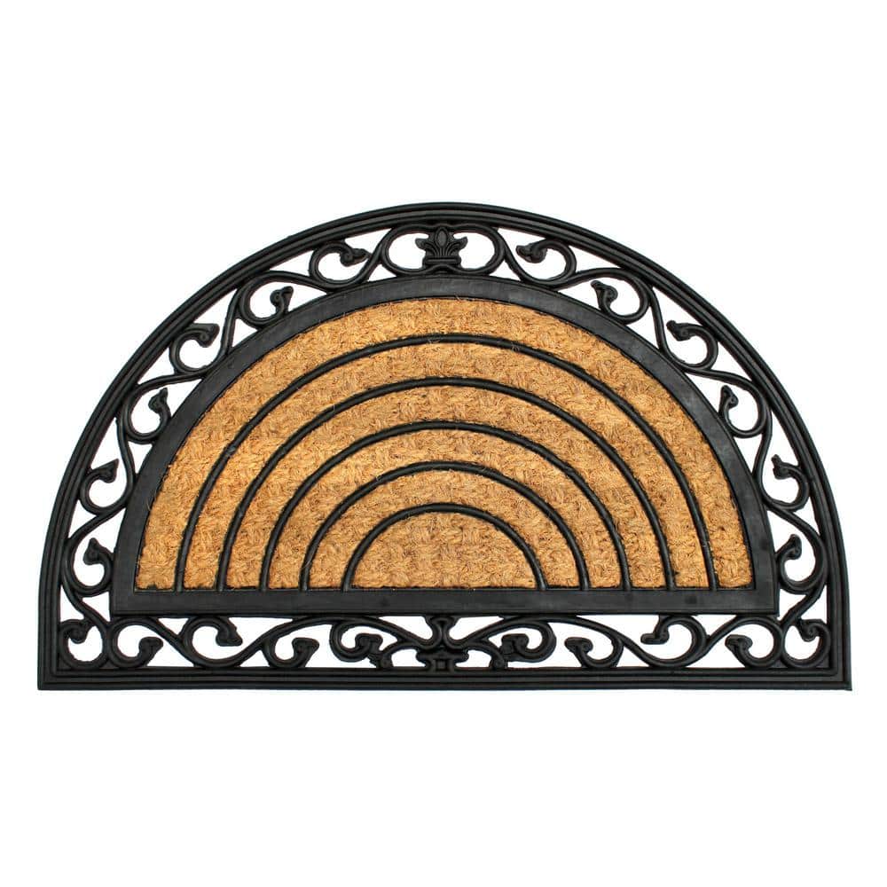 Irongate Natural 18 in. x 30 in. Rubber and Coir Half Round Non-Slip Outdoo