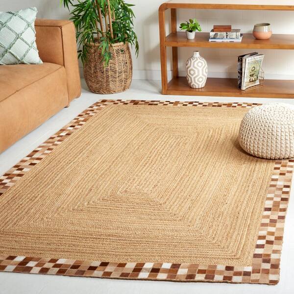 Natural Fiber 3 ft. x 5 ft. Natural/Brown Woven Border Area Rug