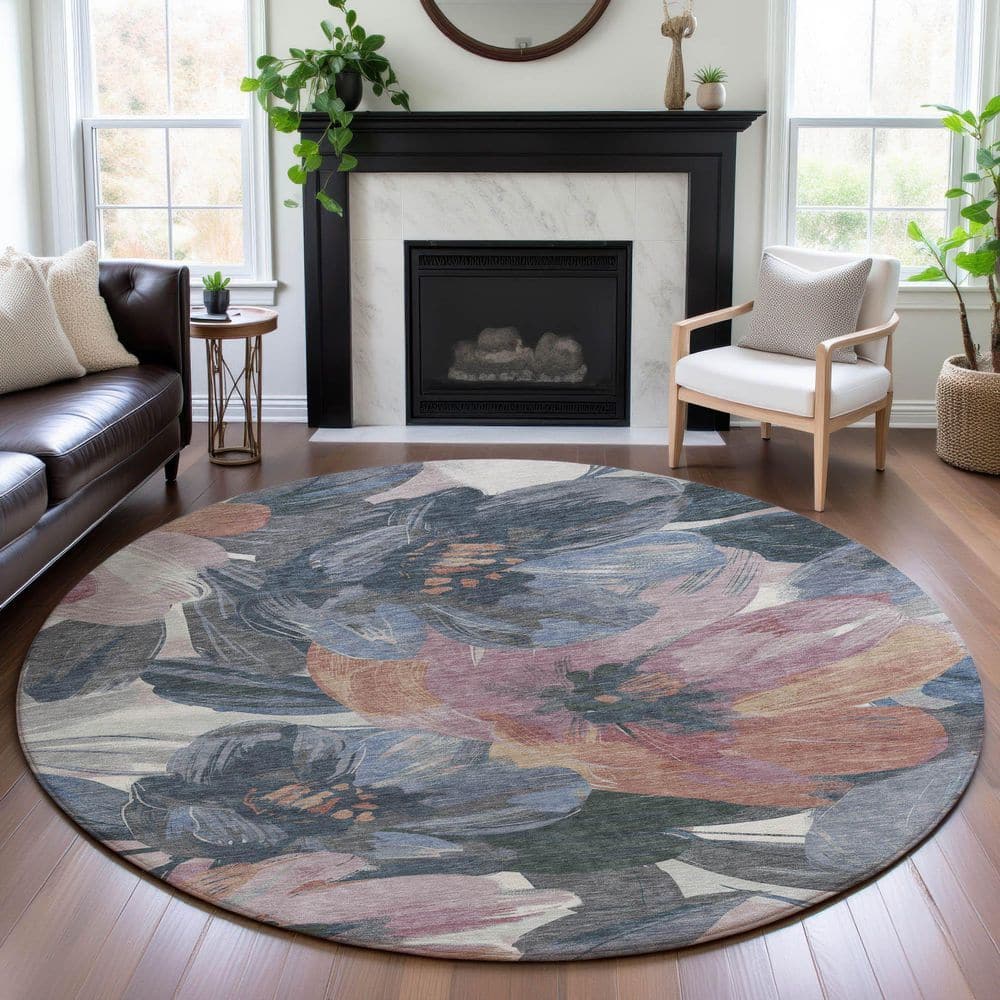 Mayfield Premium Machine Washable Abstract AMF1487 Pewter 8 ft. x 8 ft. Round Rug price history on PriceWatchPro