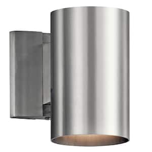 Independence 7 in. 1-Light Brushed Aluminum Outdoor Hardwired Wall Lantern Sconce with No Bulbs Included (1-Pack)