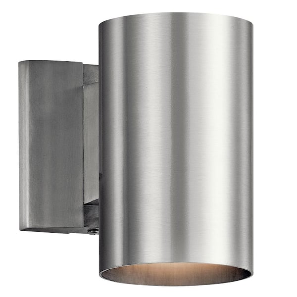 KICHLER Independence 7 in. 1-Light Brushed Aluminum Outdoor Hardwired Wall Lantern Sconce with No Bulbs Included (1-Pack)