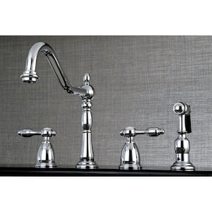 Tudor 2-Handle Standard Kitchen Faucet with Side Sprayer in Polished Chrome