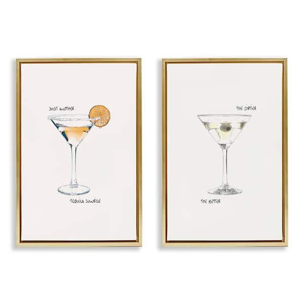 Stupell Industries Tequila Cocktails and Phrases by Graffi*tee Studios 2-Pieces Gold Floater Frame Food Graphic Art Print 25 in. x 17 in.