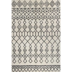 Chelsea Ivory/Black 9 ft. x 12 ft. (8'6" x 11'6") Moroccan Contemporary Area Rug