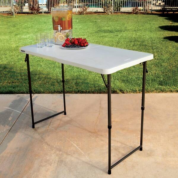Lifetime 4 ft. Adjustable Height Fold-in-Half Table; Almond 80667 - The Home  Depot