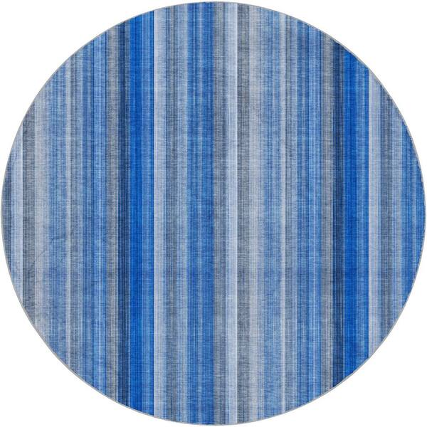 Dream Shag Premium Machine Washable Abstract ADS543 Blue 8 ft. x 8 ft. Round Rug