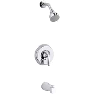 Coralais 1-Handle 1-Spray Tub and Shower Faucet with Lever Handle and NPT Spout in Polished Chrome (Valve Not Included)