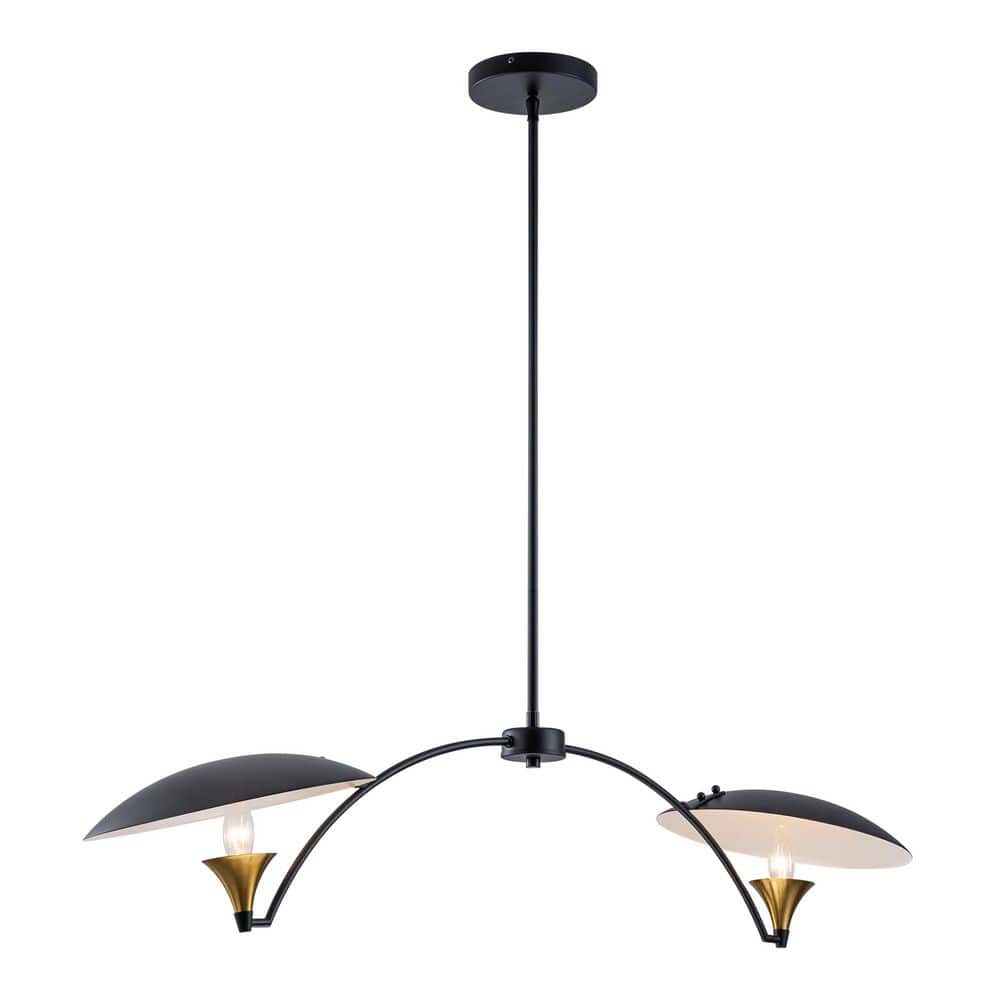 Modern Black and Gold 2-Light Pendant Light, Adjustable Industrial Dining Room Chandelier for Kitchen Island,Living Room price history on PriceWatchPro