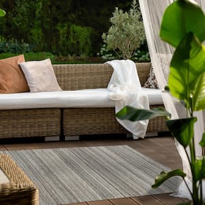 Lineage Brown 4 ft. x 6 ft. Woven Heathered Polyester Rectangle Outdoor Area Rug