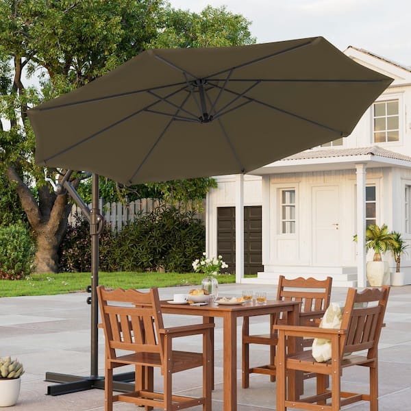 10 ft. Patio Offset Umbrellas 50 Plus UV Protection Cantilever Outside Umbrellas, Taupe