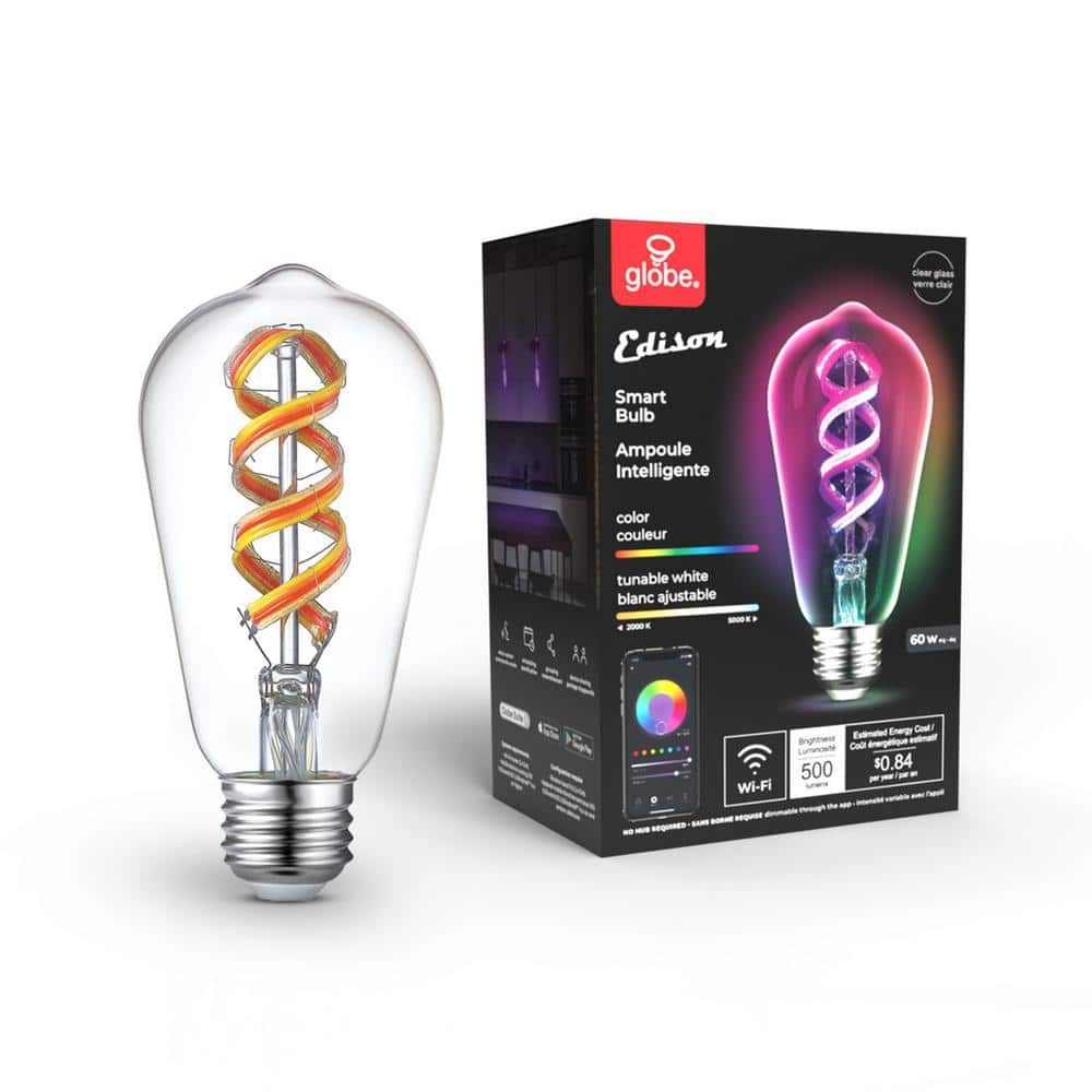 7-Watt (60-Watt Equivalent) ST19 Shape E26 Base Wi-Fi Smart LED Light Bulb,