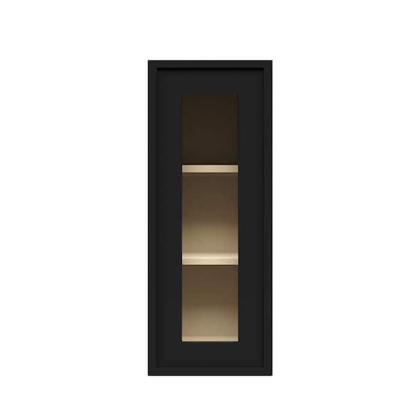 Slim Shaker Assembled 15 in. W x 36 in. H x 12 in. D Wall Kitchen Cabinet in Black