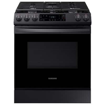 30 in. 6.0 cu. ft. Slide-In Gas Range with Self-Cleaning Oven in Black Stainless Steel
