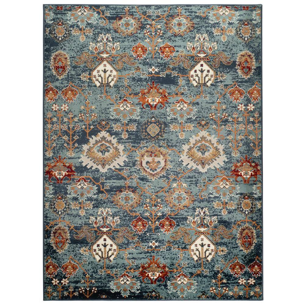 Allure 8 x 10 Teal Blue Oriental Pattern Area Rug for High Traffic Living Room Dining Room Bedroom price history on PriceWatchPro