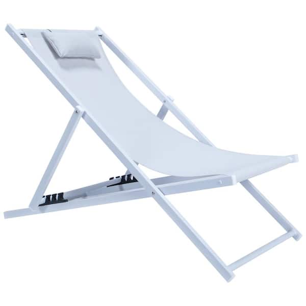 Leisuremod Sunset White Aluminum Outdoor Lounge Chair in Grey