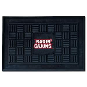 NCAA University of Louisiana-Lafayette Black 19.5 in. x 31.25 in. Outdoor Vinyl Medallion Door Mat