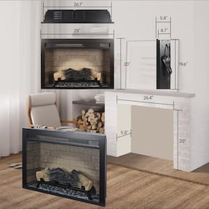 28 in. Electric Fireplace Insert with Remote Control