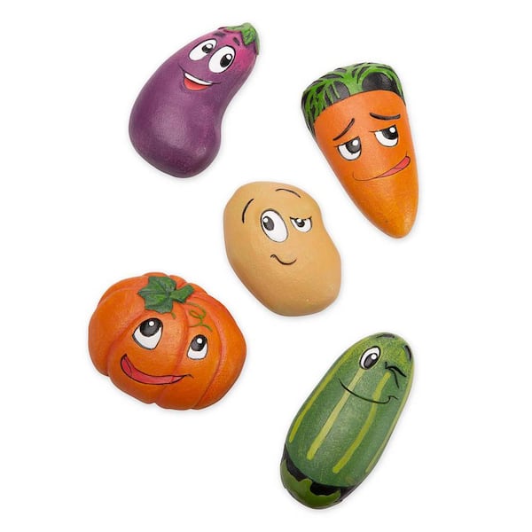 Evergreen Enterprises Set of 5 Resin Veggie Friend Stones Garden Statues