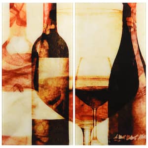 Smokey Wine I AB Frameless Free Floating Tempered Glass Panel Graphic Drink Wall Art Set of 2, each 72" x 36"