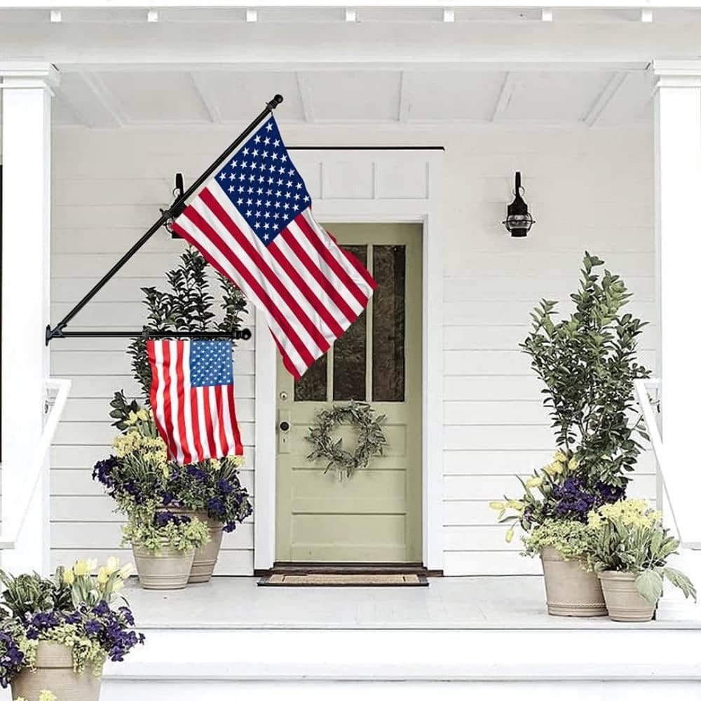 6 ft Black Stainless Steel Tangle-Free Flag Pole Kit with Bracket