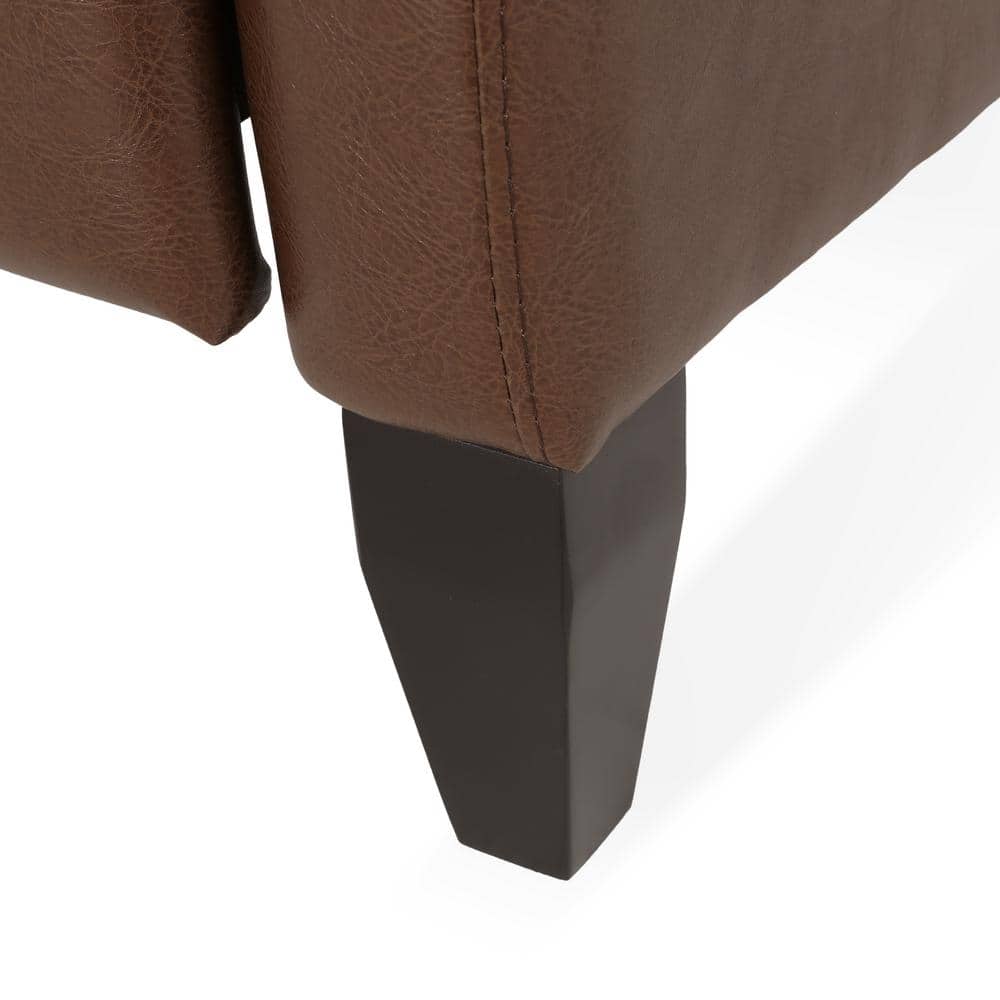 Chic Dark Brown Faux Leather Push-Back Club Recliner