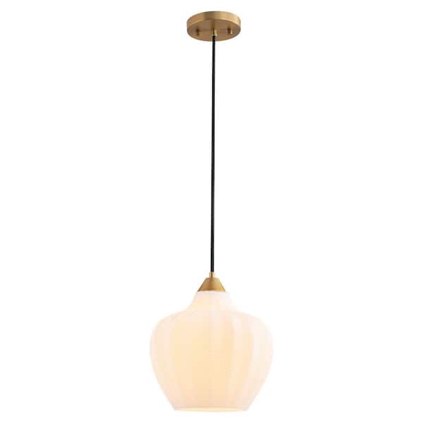 Alice 1-Light Modern Brushed Gold Textured Frosted Glass Pendant Island Lighting